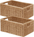 Porshmarks Woven Storage Baskets Set of 2, Paper Rope, Natural, with Handles