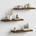 Porshmarks Floating Shelves Set of 3, Rustic Dark Brown Wood Grain, 24 Inch