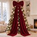 Large burgundy velvet christmas tree topper bow