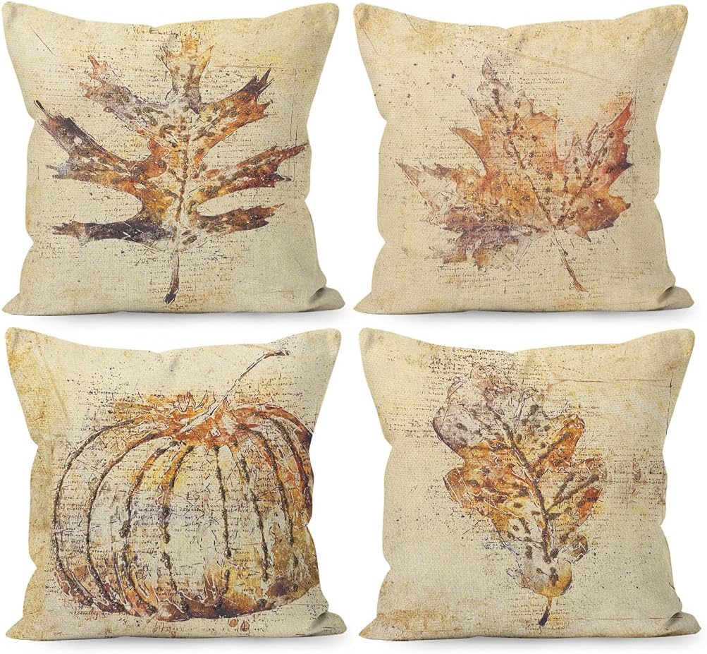 Porshmarks Throw Pillow Cover, Cotton Linen, 18 x 18 Inch, Hidden Zipper