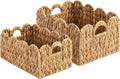Wicker storage baskets set of 2 with scalloped edges
