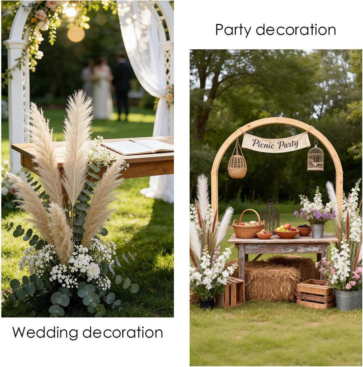 Porshmarks Faux Pampas Grass, 30 Stems, Beige, 21.6 Inch