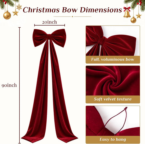 Velvet bow on top of a christmas tree