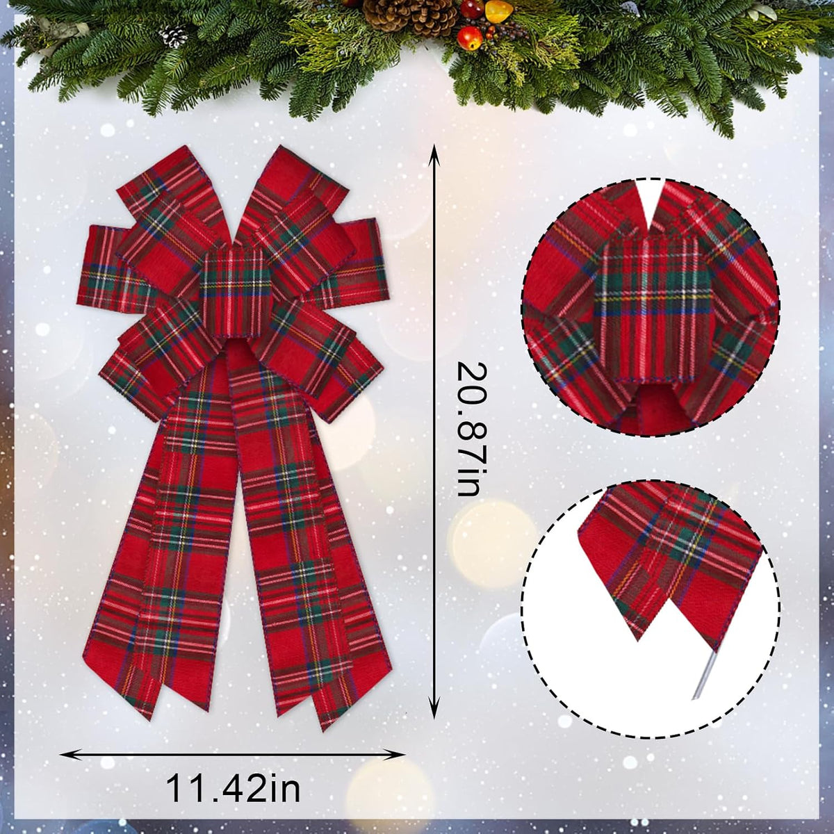 Plaid bow on a christmas wreath
