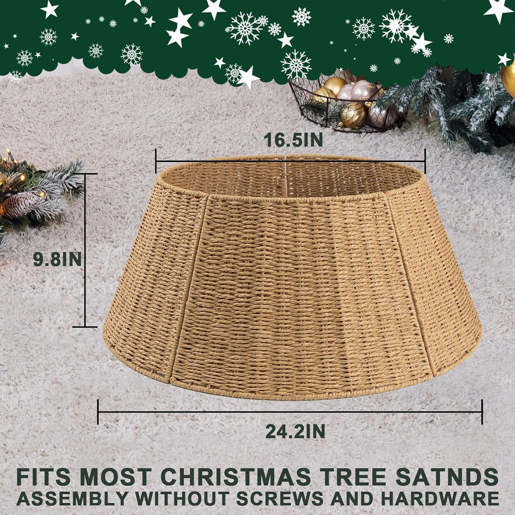 Natural fiber tree collar weave close-up