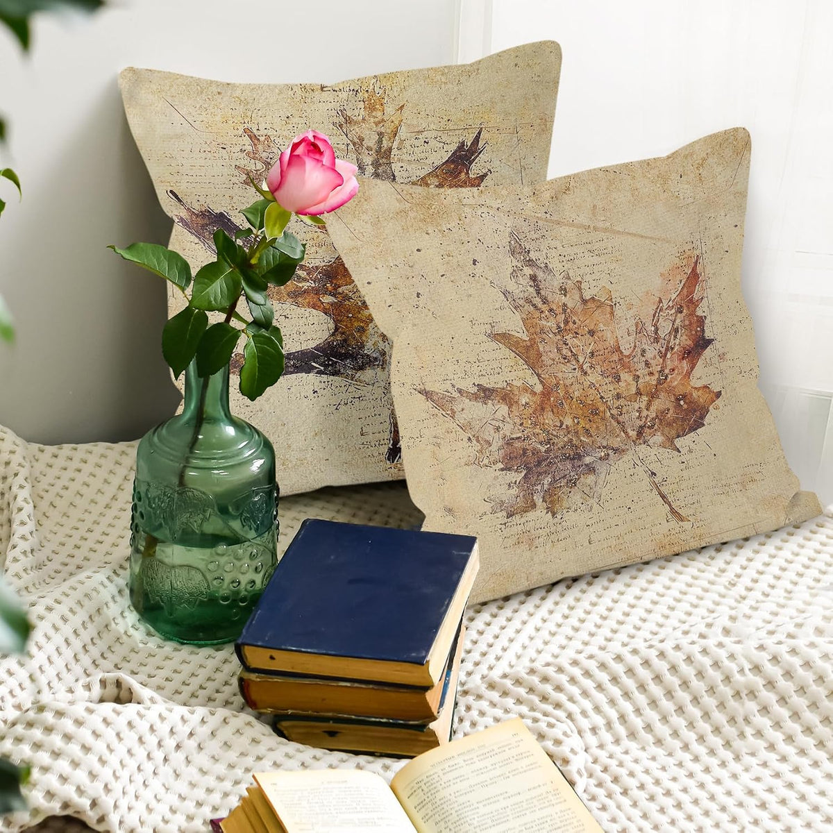 Porshmarks Throw Pillow Cover, Cotton Linen, 18 x 18 Inch, Hidden Zipper