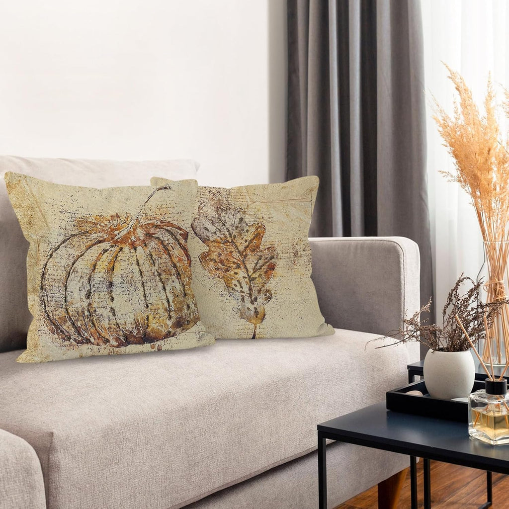 Porshmarks Throw Pillow Cover, Cotton Linen, 18 x 18 Inch, Hidden Zipper