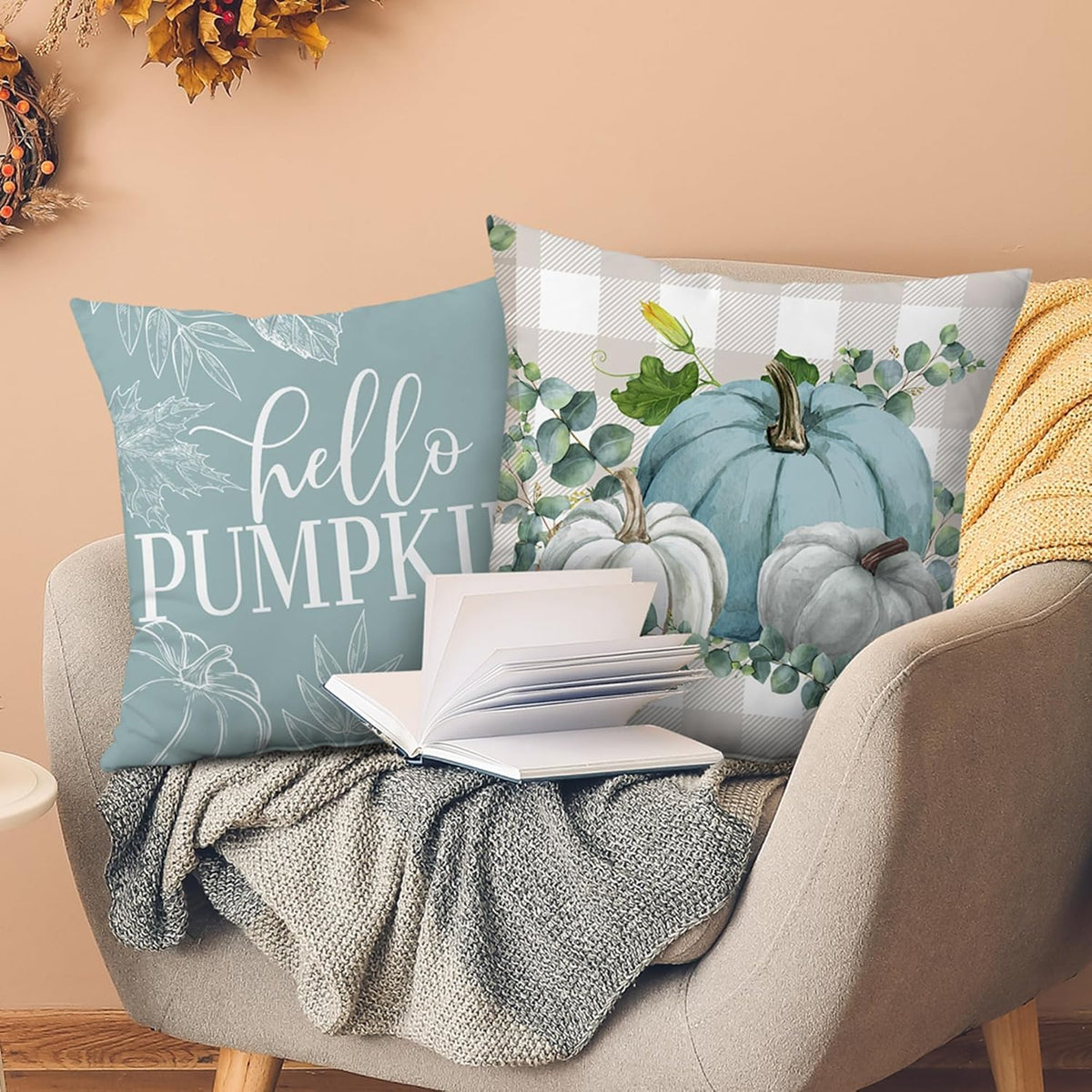Polyester fall pillow case size and fabric view