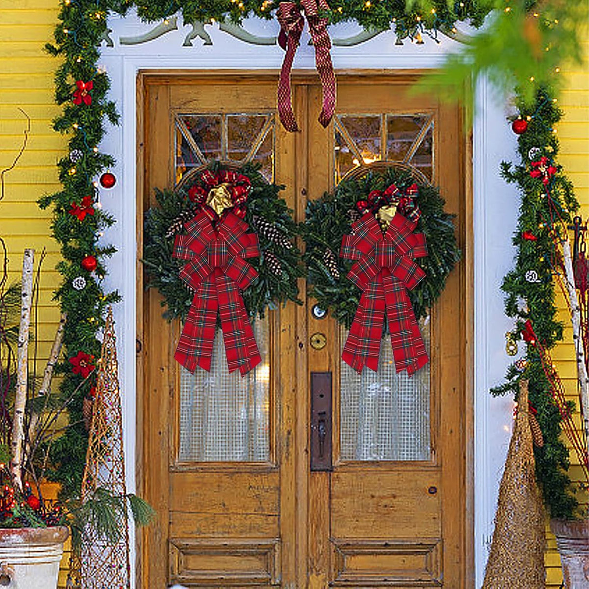 Christmas plaid bow size view