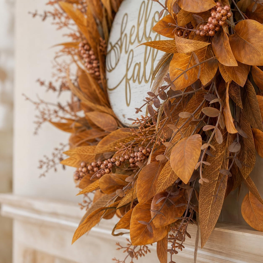 Fall eucalyptus wreath 26 inch size view