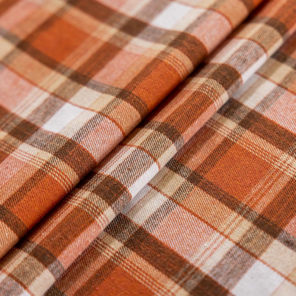 Porshmarks Plaid Table Runner, Rust Tartan, Cotton Polyester, 13 x 72 Inch
