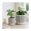 Porshmarks Black & White Patterned Ceramic Planters with Saucers, Set of 2
