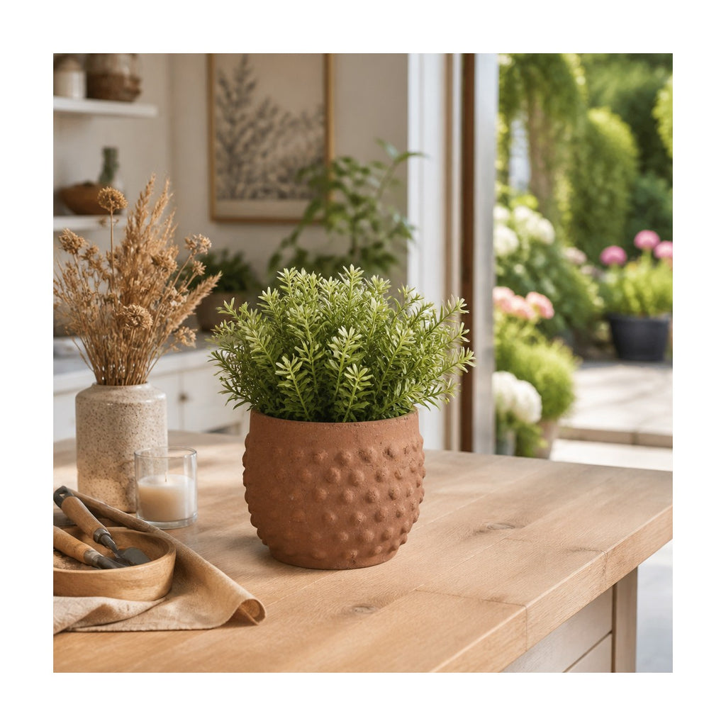 Porshmarks Textured Raised-Dot Ceramic Planter, 6 in