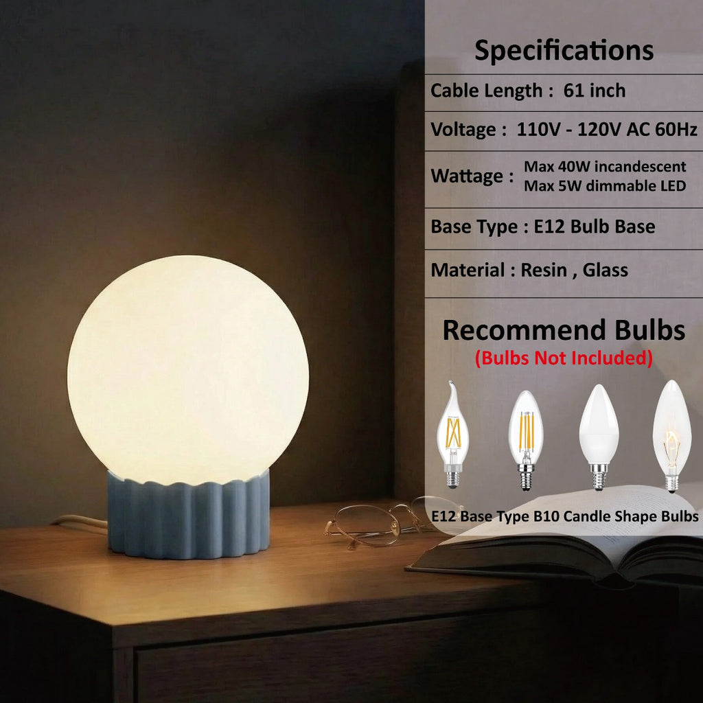 Porshmarks Ribbed Base Opal Glass Globe Table Lamp – Blue