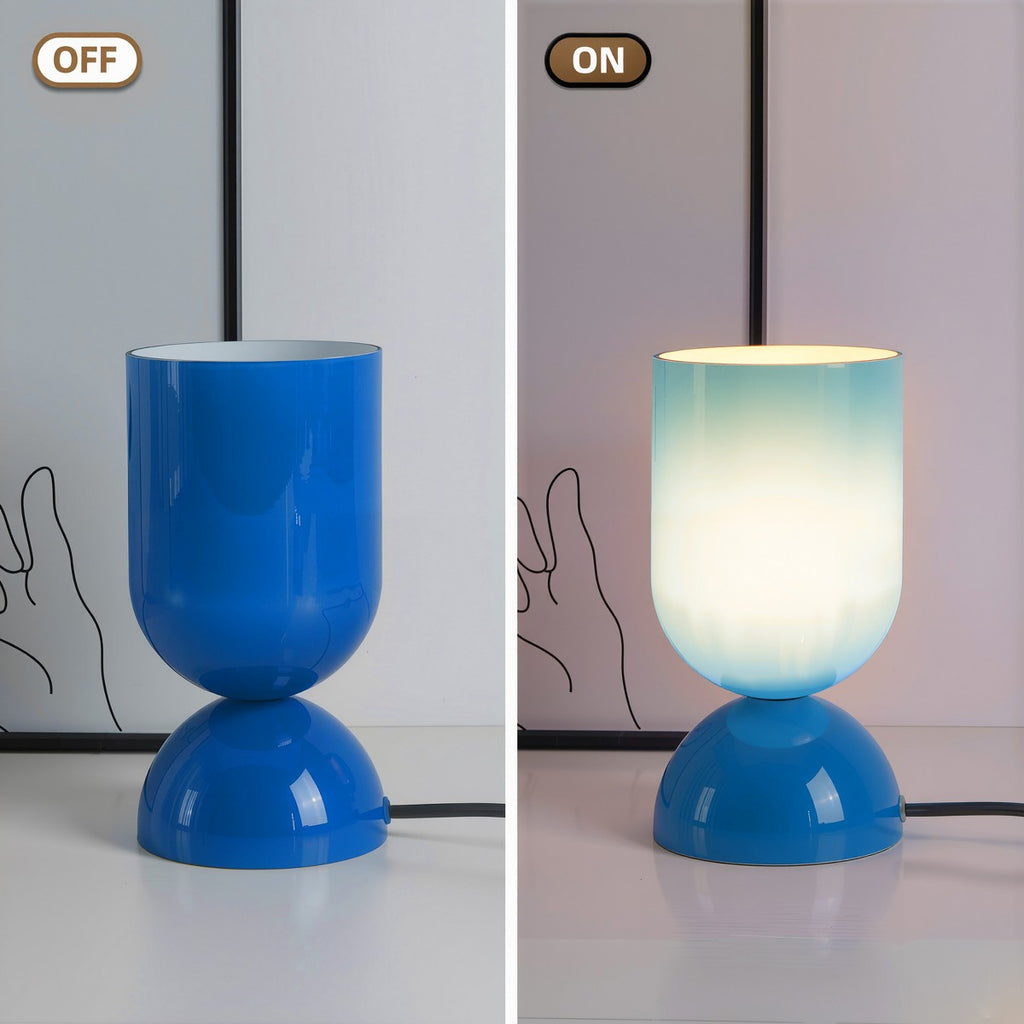 Porshmarks Glossy Glass Cylinder Table Lamp with Dome Base
