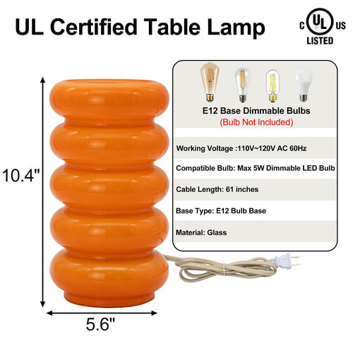 Porshmarks 5-Tier Stacked Bubble Glass Table Lamp – Orange