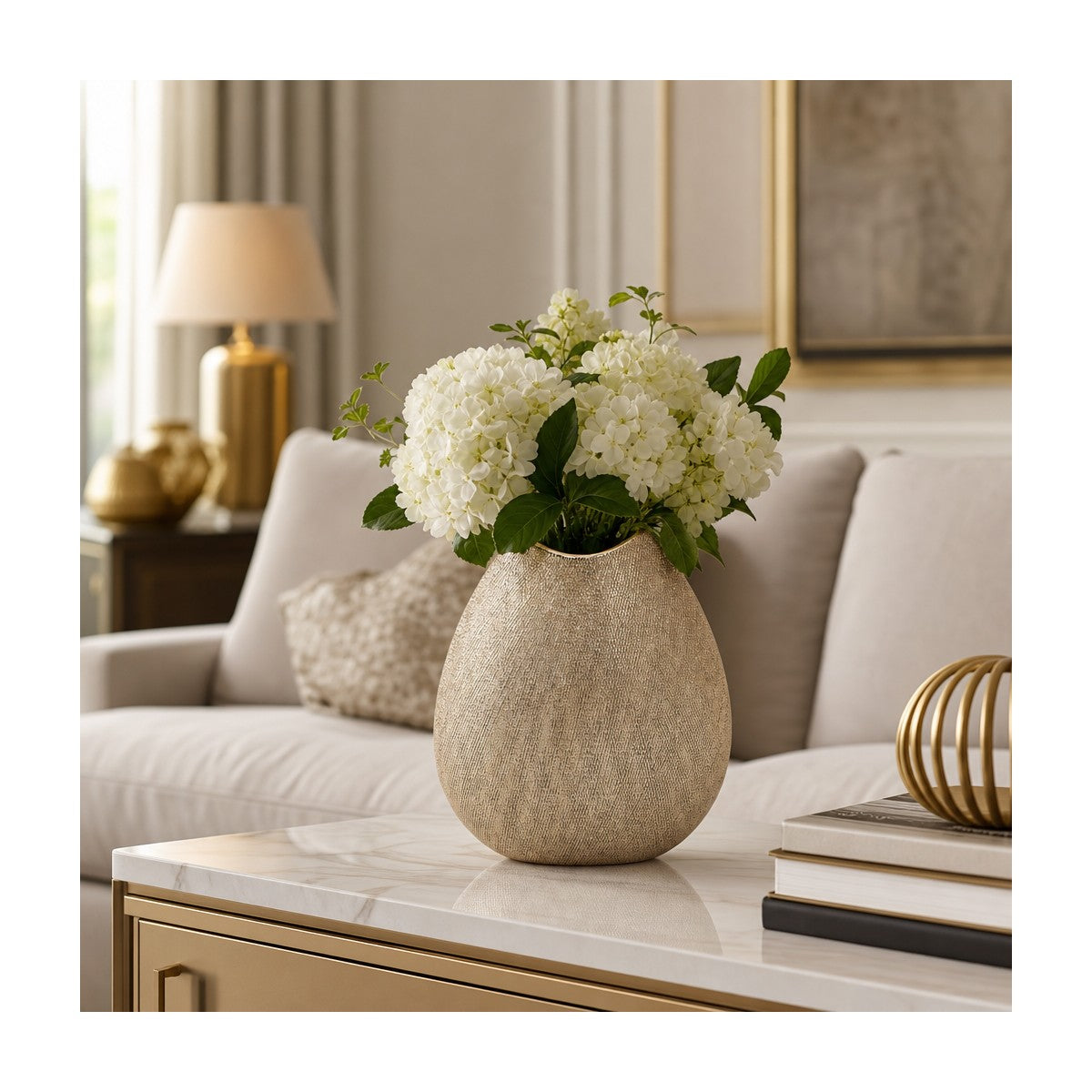 Porshmarks Silver Textured Teardrop Ceramic Vase, 11 in