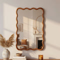 Porshmarks Wavy Wood Frame Rectangle Wall Mirror – Brown, 24x36