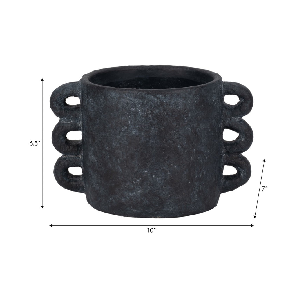 Porshmarks Arch Handle Ceramic Planter – Black, 7 in