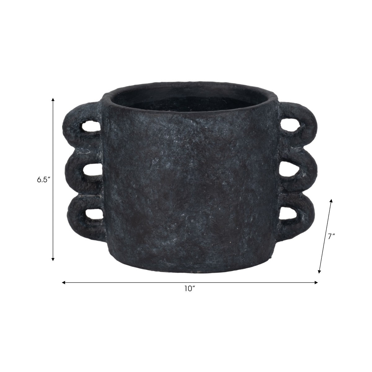 Porshmarks Arch Handle Ceramic Planter – Black, 7 in