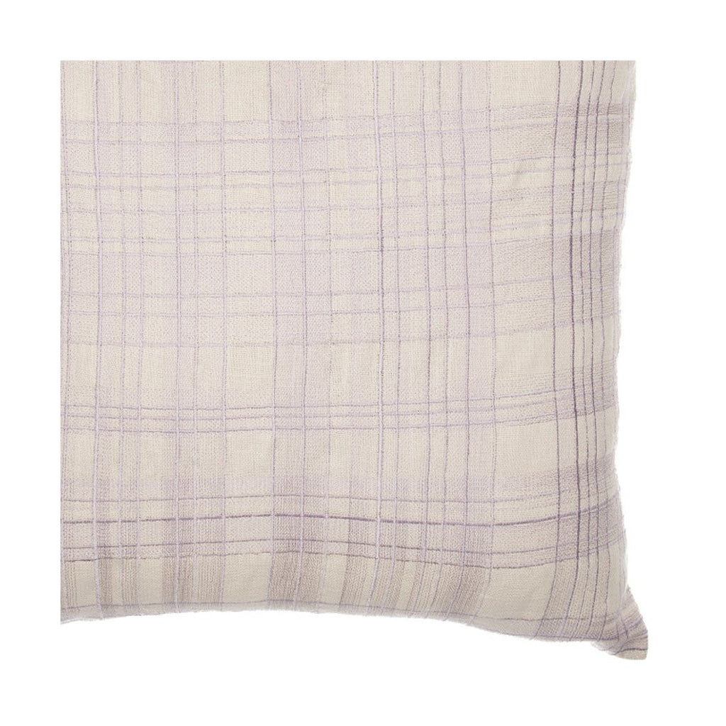 Porshmarks Ivory Check Embroidered Cotton Throw Pillow with Insert, 24x24