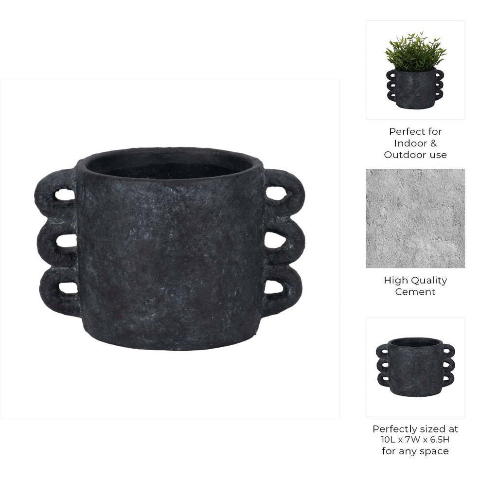 Porshmarks Arch Handle Ceramic Planter – Black, 7 in