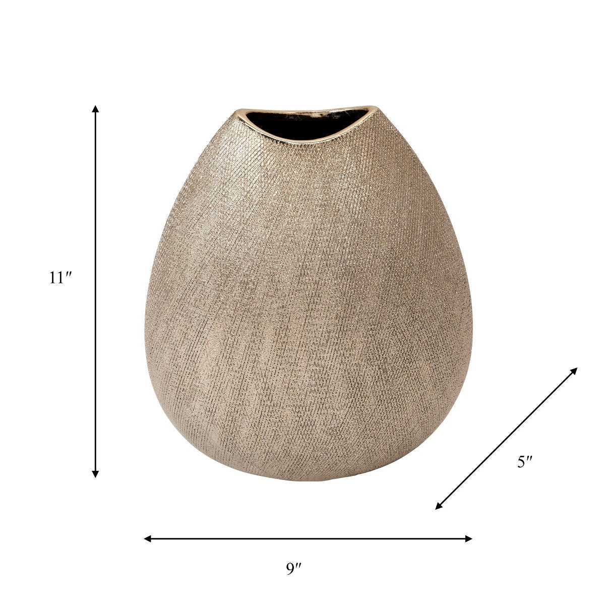 Porshmarks Silver Textured Teardrop Ceramic Vase, 11 in