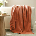 Porshmarks Chevron Chunky Knit Chenille Throw Blanket – Orange, 50x60