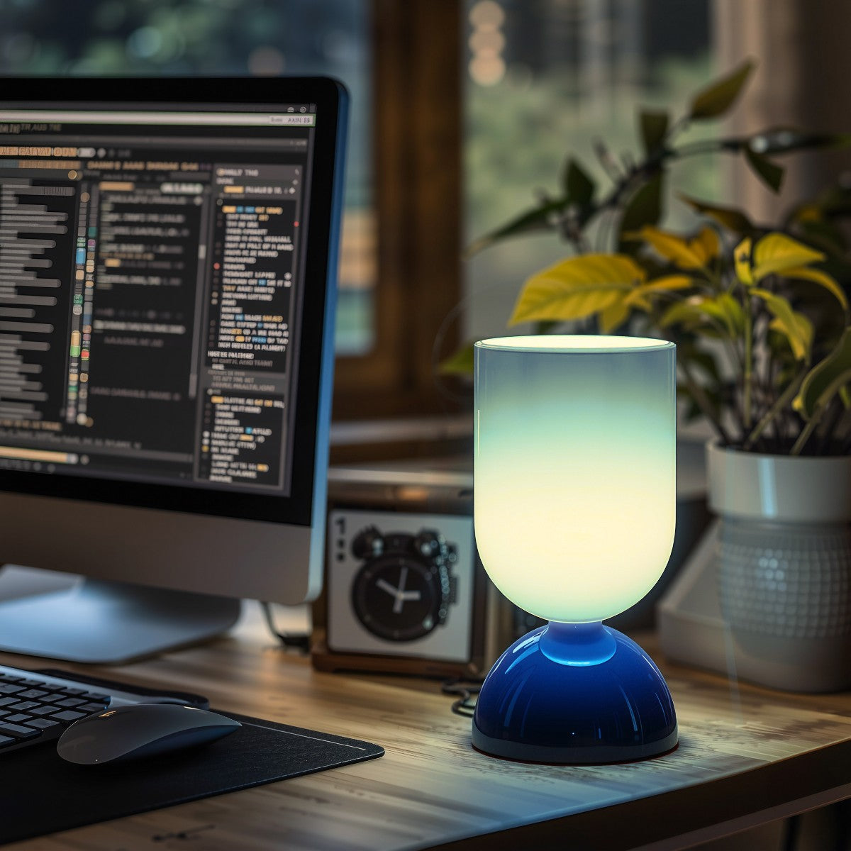 Porshmarks Glossy Glass Cylinder Table Lamp with Dome Base