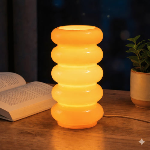 Porshmarks 5-Tier Stacked Bubble Glass Table Lamp – Orange