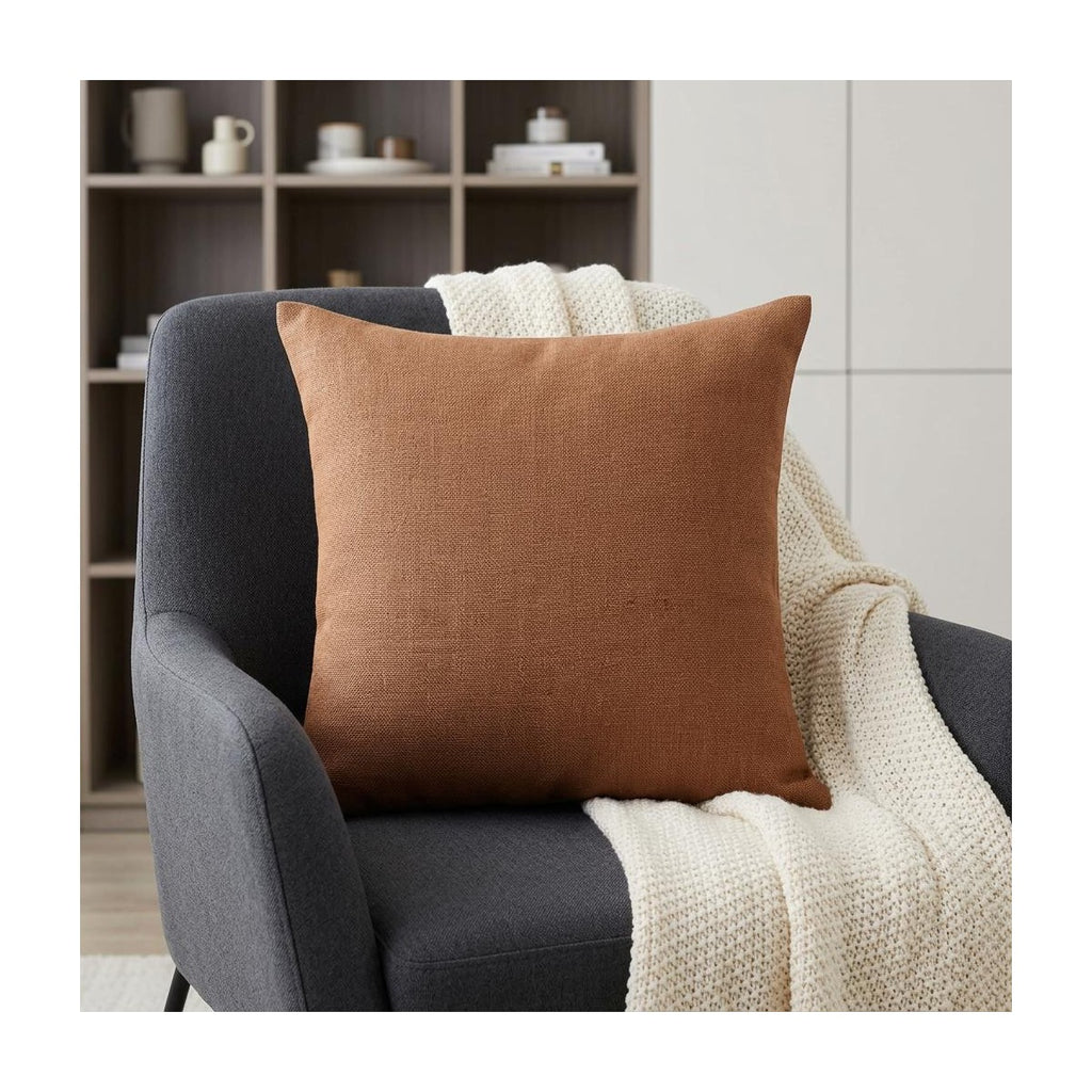 Porshmarks Brown Linen Throw Pillow with Insert, 20x20
