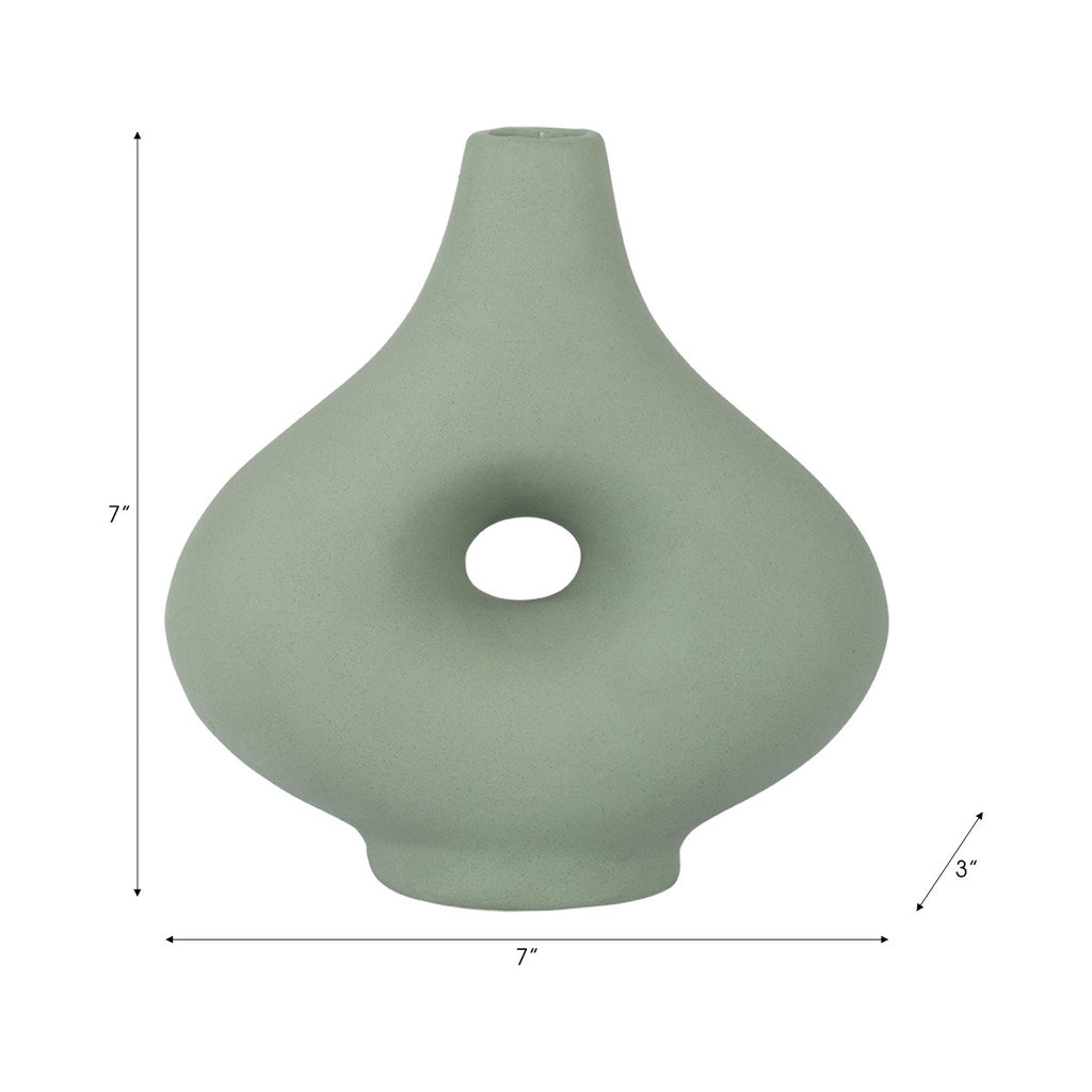 Porshmarks Green Ceramic Cut-Out Vase, 7 in