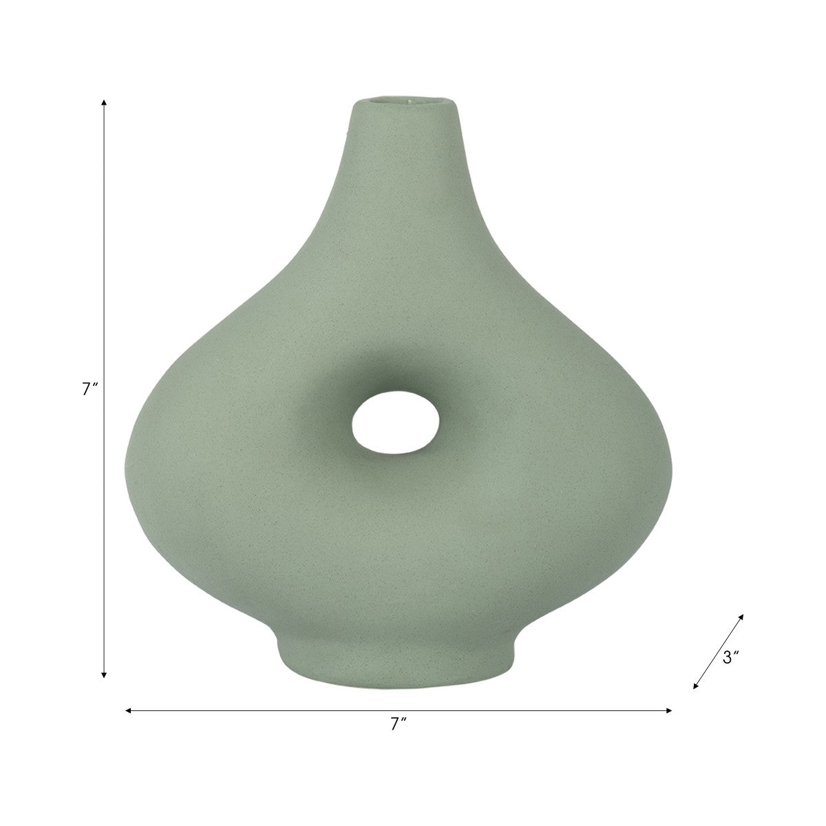 Porshmarks Green Ceramic Cut-Out Vase, 7 in