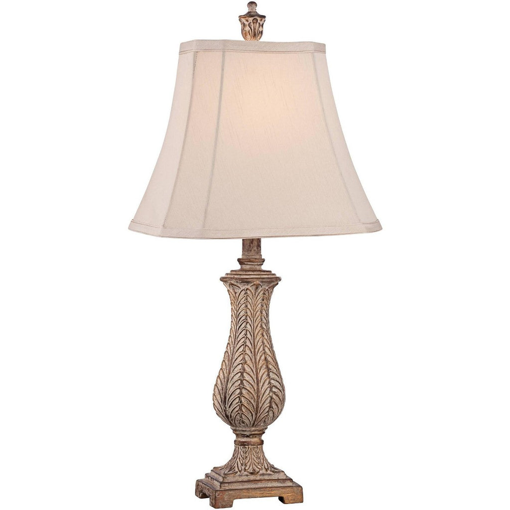 Porshmarks Antique Gold Leaf Vase Table Lamp with Off-White Rectangular Shade