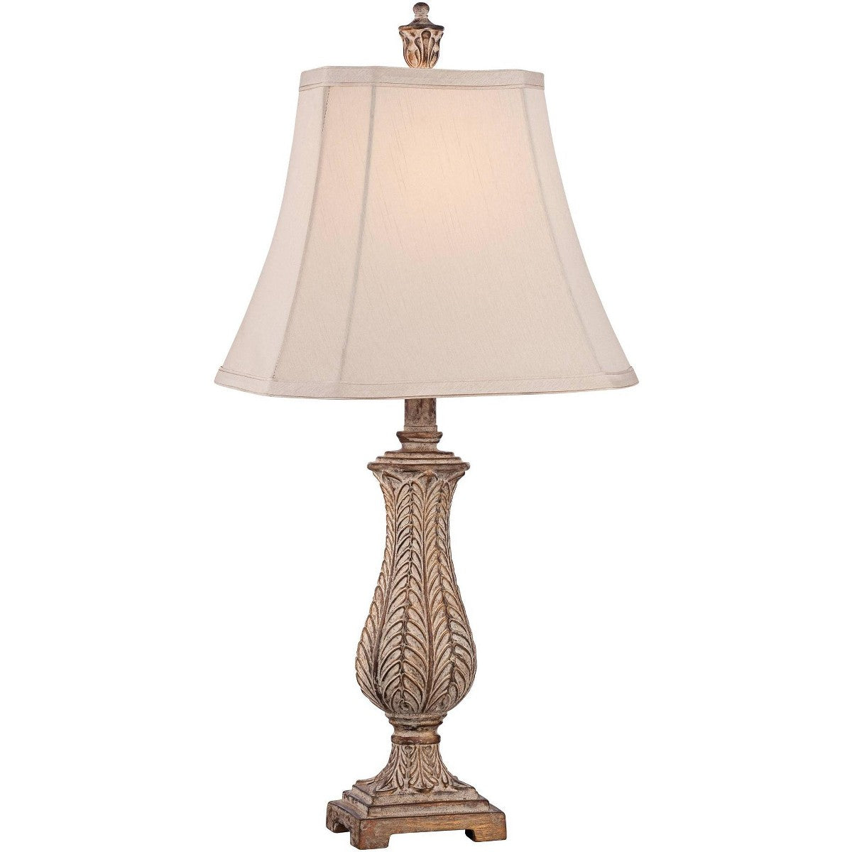 Porshmarks Antique Gold Leaf Vase Table Lamp with Off-White Rectangular Shade