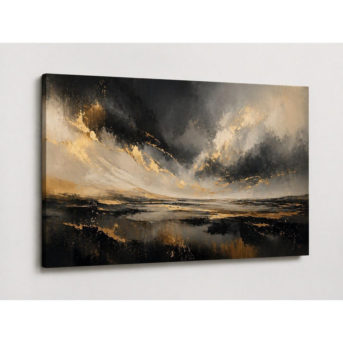 Porshmarks Black & Gold Abstract Storm Canvas Wall Art, 24x36