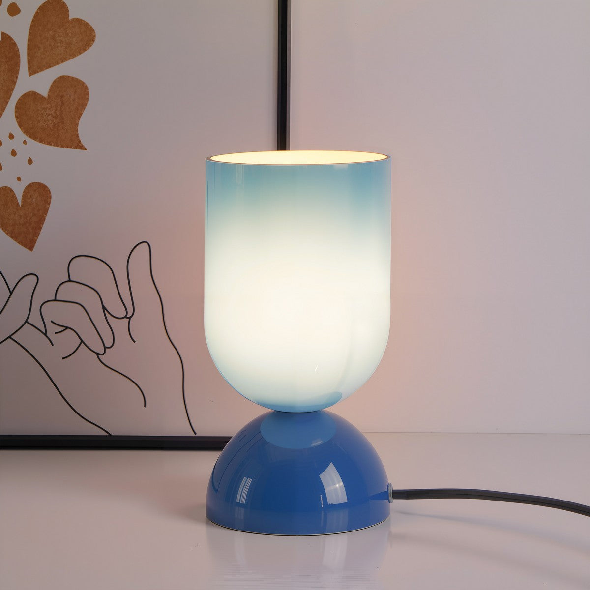 Porshmarks Glossy Glass Cylinder Table Lamp with Dome Base